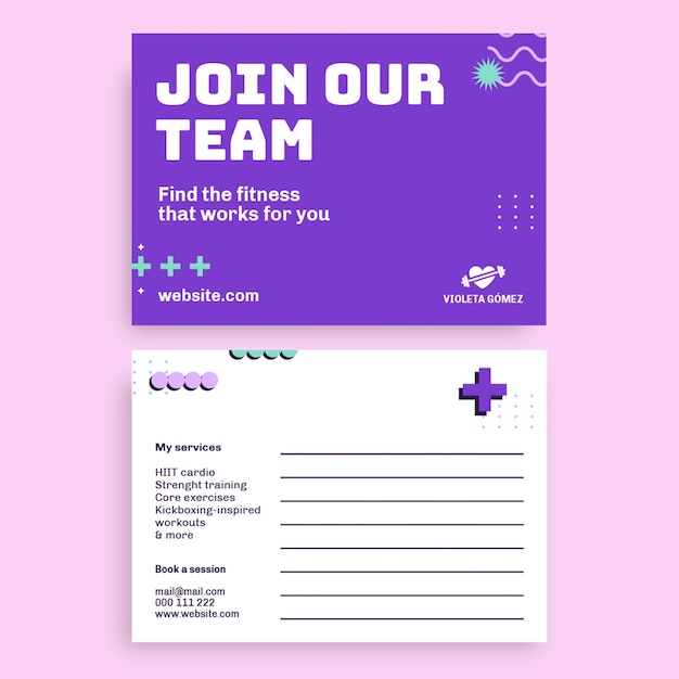 Duotone violet personal trainer postcard