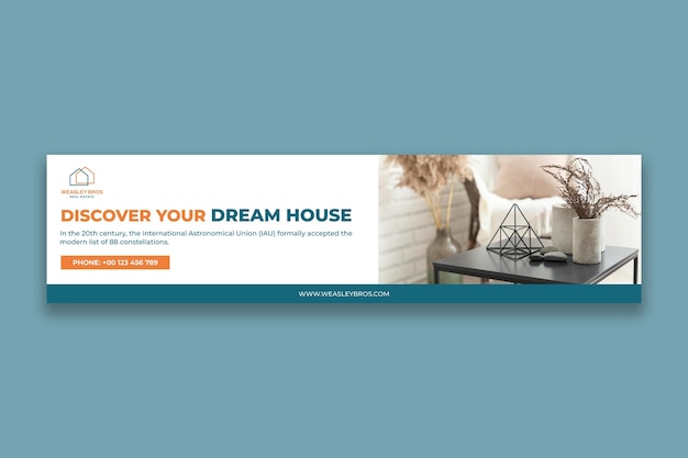 Free vector duotone weasley bros real estate linkedin banner