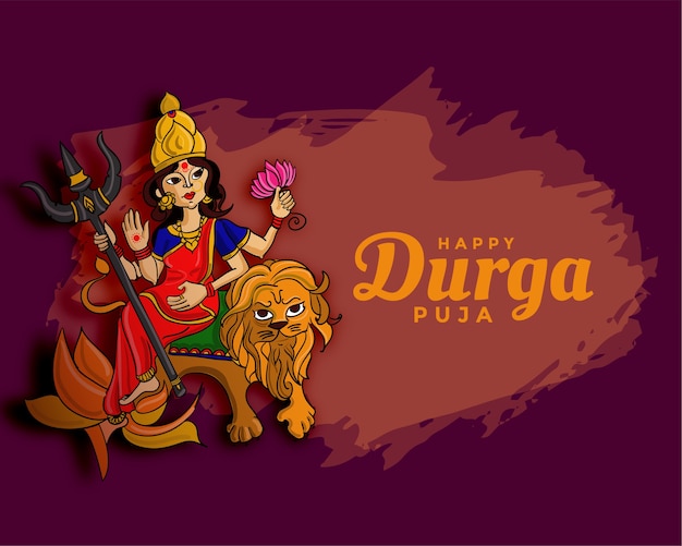 Durga pooja navratri festival wishes card design