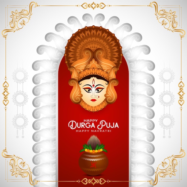 Durga puja 및 happy navratri 인도 여신 숭배 축제 배경 디자인