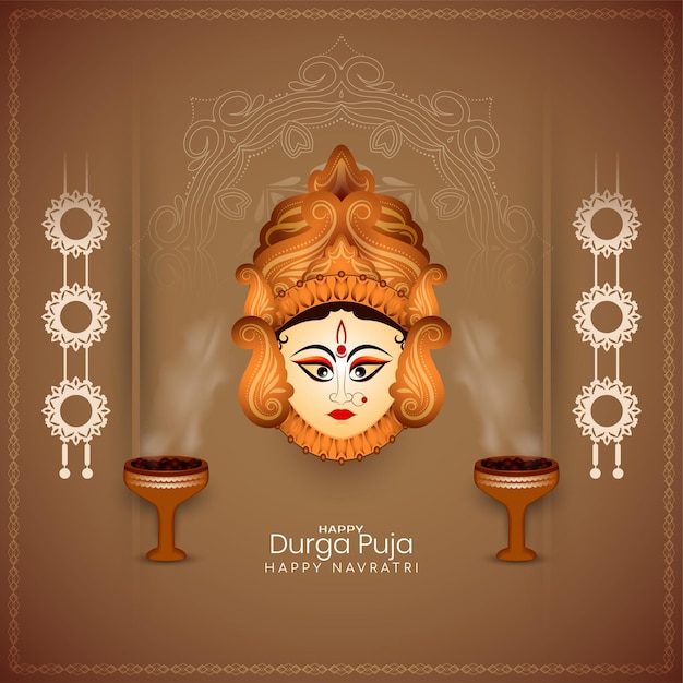Durga puja 및 전통적인 인도 해피 나브라트리 축제 배경