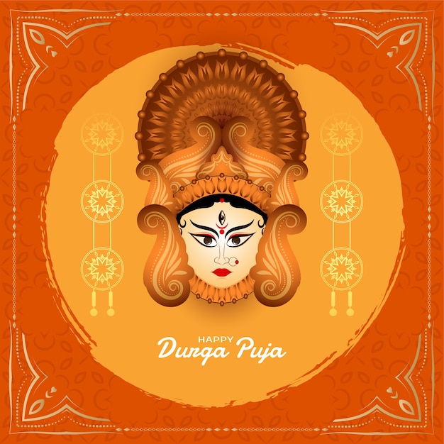 Free vector durga puja festival greeting mythology