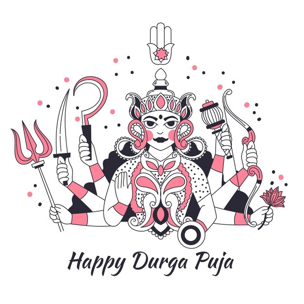 Durga-puja 손으로 그린