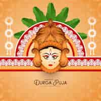 Vettore gratuito sfondo del festival durga puja e happy navratri con design del viso della dea