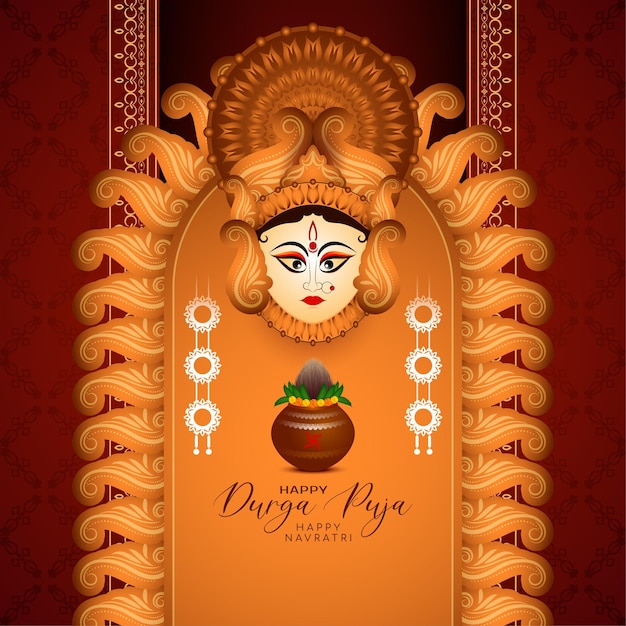 Free vector durga puja and happy navratri festival goddess durga worship background