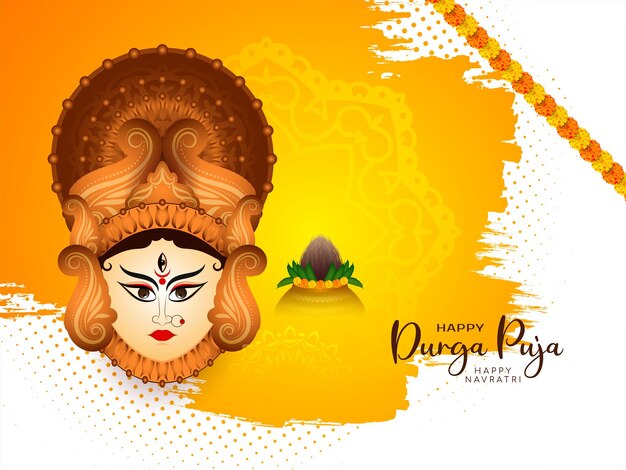 Free vector durga puja and happy navratri goddess worship cultural festival background vector