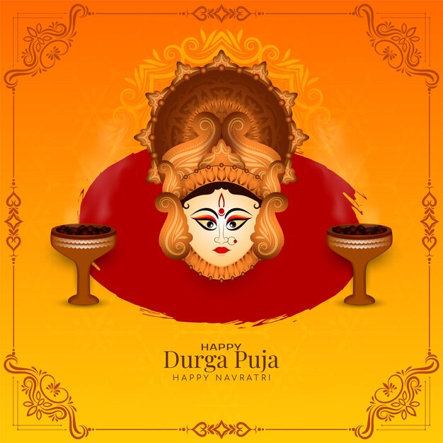 Durga Puja and Happy navratri goddess worship cultural festival background