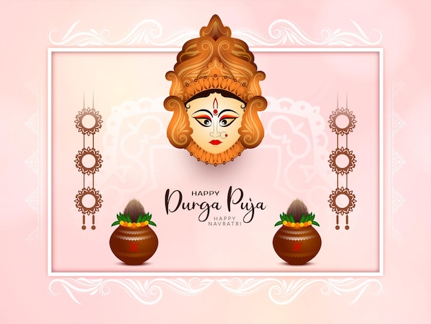 Free vector durga puja and happy navratri indian goddess worship festival background design