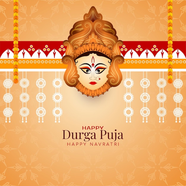 Durga puja and happy navratri indian goddess worship festival background design