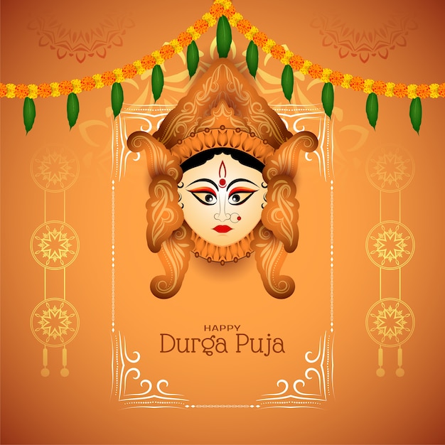 Free vector durga puja indian cultural festival card