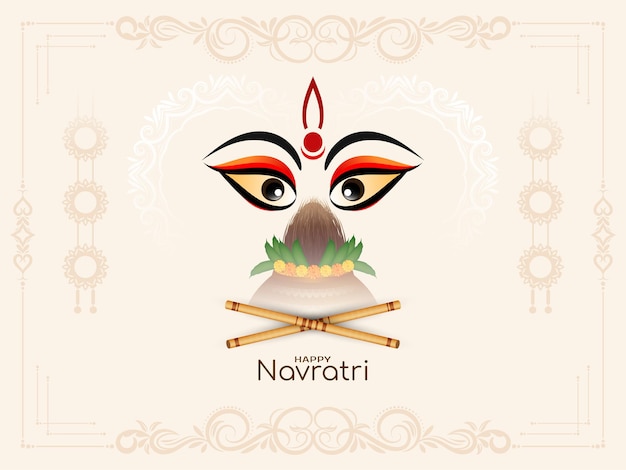 Vettore gratuito durga puja e vettore di sfondo del tradizionale festival indiano happy navratri