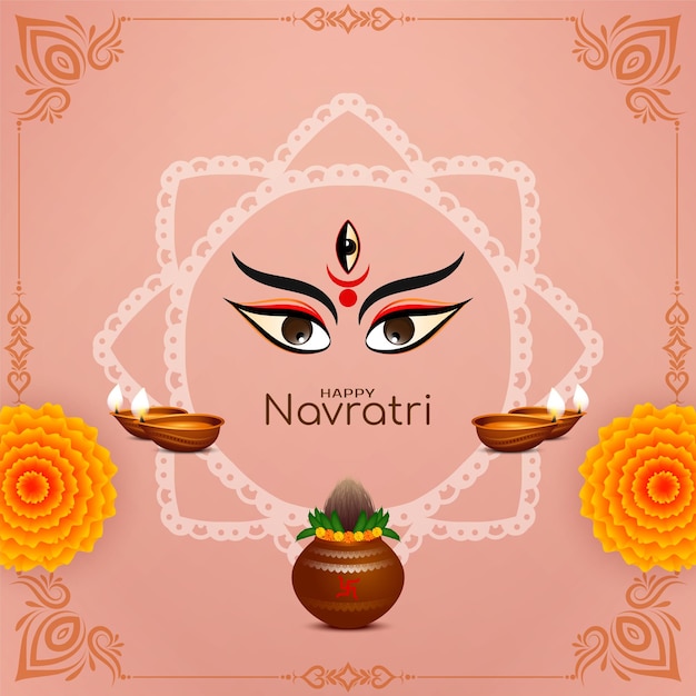 Free vector durga puja and traditional indian happy navratri festival background