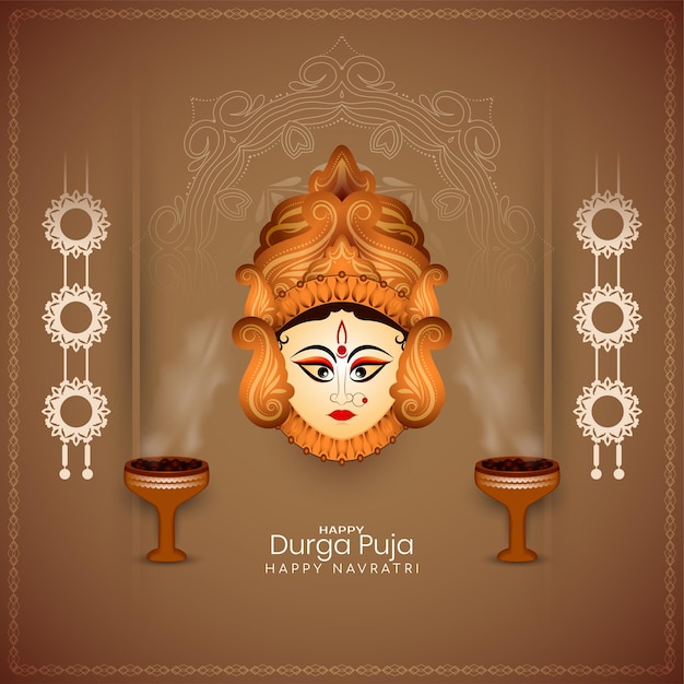 Durga Puja and traditional Indian Happy navratri festival background