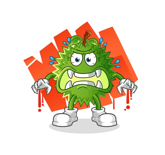 Durian monster vector. cartoon character