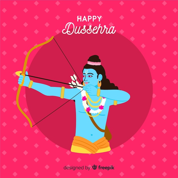 무료 벡터 dussehra 배경 손으로 그린 스타일