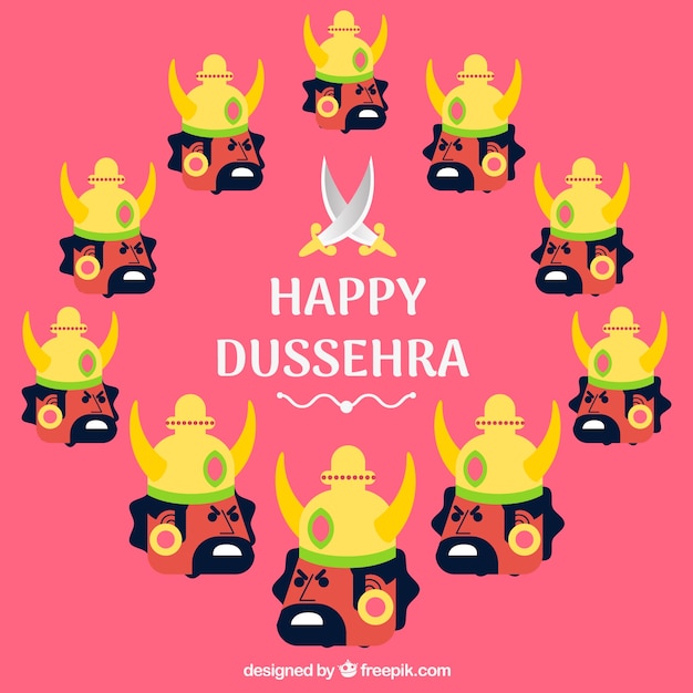 무료 벡터 평면 디자인으로 dussehra 축하 구성