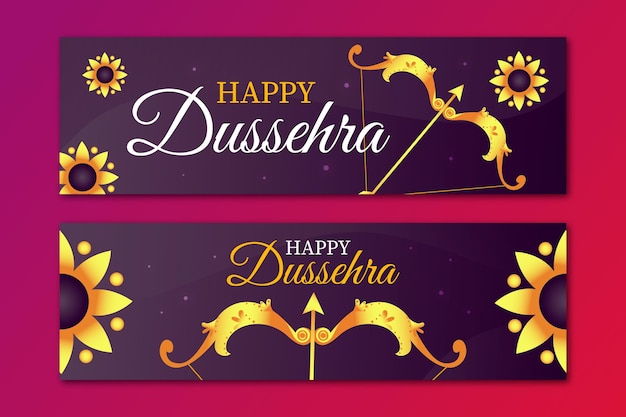 Dussehra festival banner set