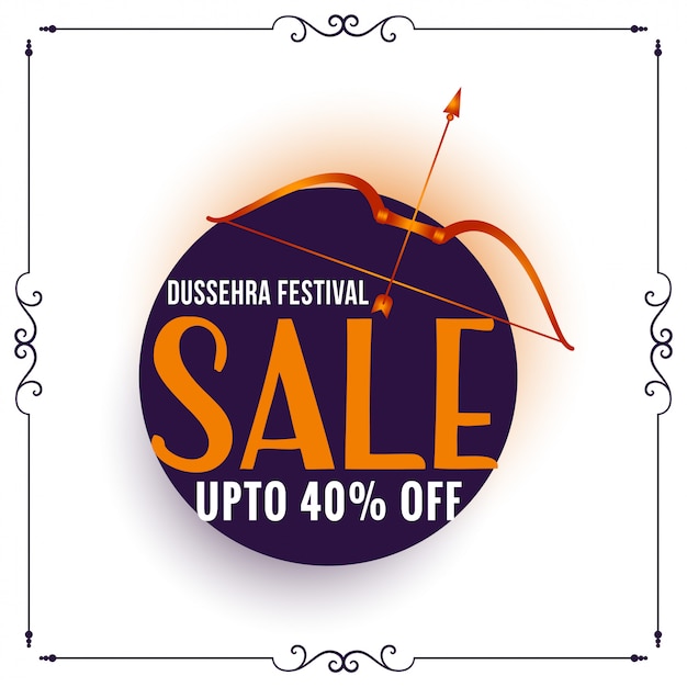 Dussehra festival sale banner with bow and arrow