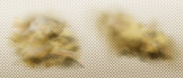 Free vector dust clouds set. dirty brown heavy thick smog