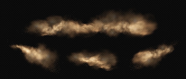 Free vector dust clouds set isolated on transparent background