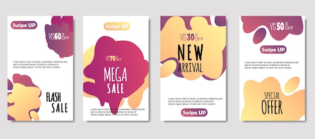 Free vector dynamic abstract fluid mobile for sale banners sale banner template design mega sale special offer set design for flyer gift card poster on wall coverbook banner social media