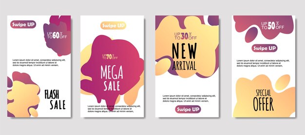 Dynamic abstract fluid mobile for sale banners Sale banner template design Mega sale special offer set design for flyer gift card Poster on wall coverbook banner social media