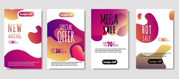 Dynamic abstract fluid mobile for sale banners Sale banner template design Mega sale special offer set design for flyer gift card Poster on wall coverbook banner social media