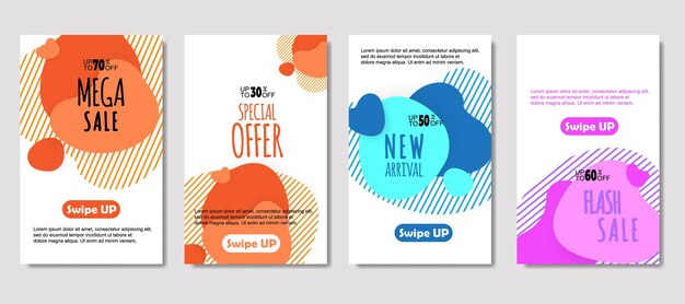 Dynamic abstract fluid mobile for sale banners Sale banner template design Mega sale special offer set design for flyer gift card Poster on wall coverbook banner social media