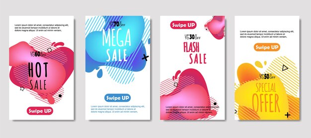 Dynamic abstract fluid mobile for sale banners Sale banner template design Mega sale special offer set design for flyer gift card Poster on wall coverbook banner social media
