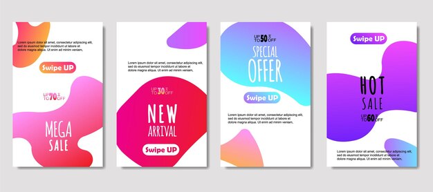 Dynamic abstract fluid mobile for sale banners Sale banner template design Mega sale special offer set design for flyer gift card Poster on wall coverbook banner social media