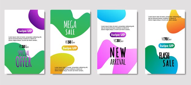 Dynamic abstract fluid mobile for sale banners Sale banner template design Mega sale special offer set design for flyer gift card Poster on wall coverbook banner social media