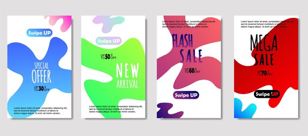 Dynamic abstract fluid mobile for sale banners Sale banner template design Mega sale special offer set design for flyer gift card Poster on wall coverbook banner social media