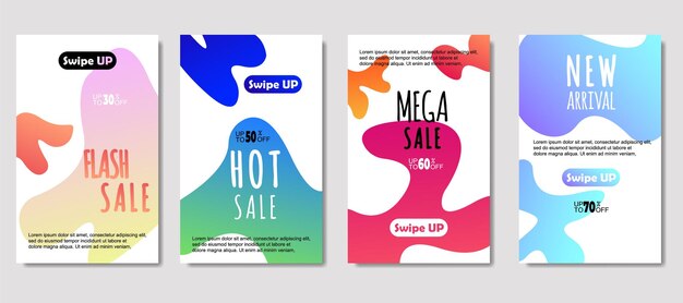 Dynamic abstract fluid mobile for sale banners Sale banner template design Mega sale special offer set design for flyer gift card Poster on wall coverbook banner social media