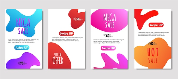 Dynamic abstract fluid mobile for sale banners Sale banner template design Mega sale special offer set design for flyer gift card Poster on wall coverbook banner social media