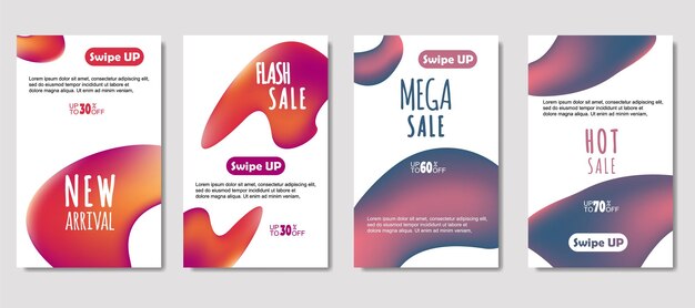 Dynamic abstract fluid mobile for sale banners Sale banner template design Mega sale special offer set design for flyer gift card Poster on wall coverbook banner social media