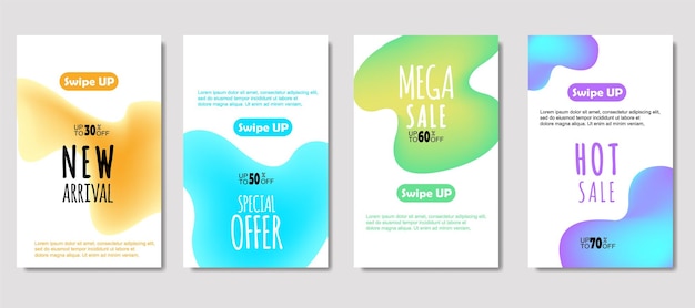 Free vector dynamic abstract fluid mobile for sale banners sale banner template design mega sale special offer set design for flyer gift card poster on wall coverbook banner social media