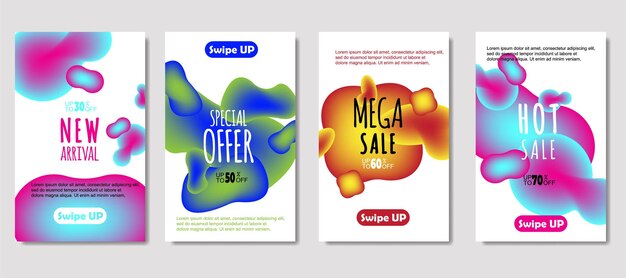 Dynamic abstract fluid mobile for sale banners Sale banner template design Mega sale special offer set design for flyer gift card Poster on wall coverbook banner social media