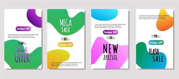 Dynamic abstract fluid mobile for sale banners Sale banner template design Mega sale special offer set design for flyer gift card Poster on wall coverbook banner social media