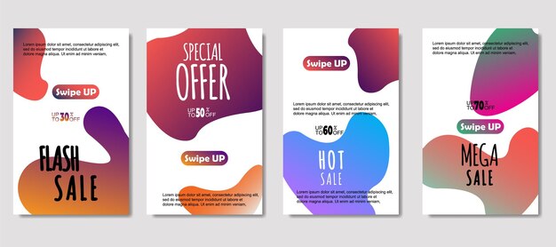 Dynamic abstract fluid mobile for sale banners Sale banner template design Mega sale special offer set design for flyer gift card Poster on wall coverbook banner social media