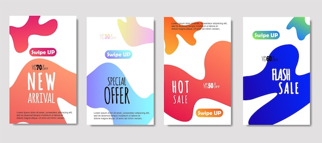 Free vector dynamic abstract fluid mobile for sale banners sale banner template design mega sale special offer set design for flyer gift card poster on wall coverbook banner social media