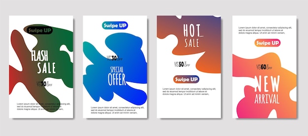 Free vector dynamic abstract fluid mobile for sale banners sale banner template design mega sale special offer set design for flyer gift card poster on wall coverbook banner social media