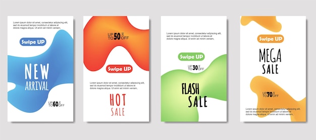 Free vector dynamic abstract fluid mobile for sale banners sale banner template design mega sale special offer set design for flyer gift card poster on wall coverbook banner social media