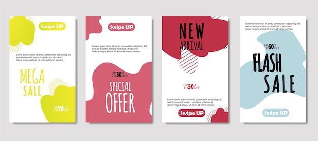 Free vector dynamic abstract fluid mobile for sale banners sale banner template design mega sale special offer set design for flyer gift card poster on wall coverbook banner social media