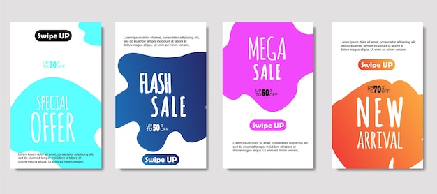 Free vector dynamic abstract fluid mobile for sale banners sale banner template design mega sale special offer set design for flyer gift card poster on wall coverbook banner social media