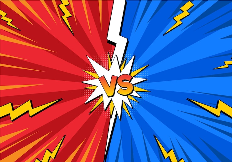Free Vector dynamic comic style versus illustration
