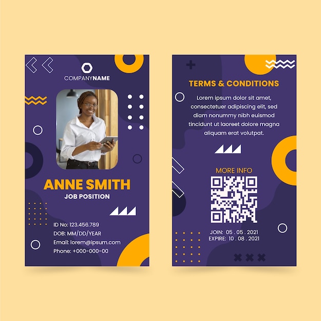 Dynamic flat design identity card template