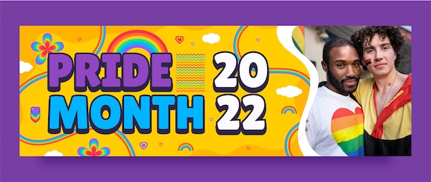 Free vector dynamic happy pride month twitter header