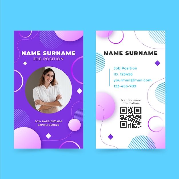 Free vector dynamic identity card gradient template