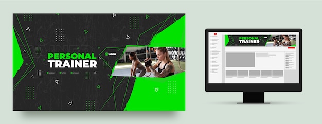 Бесплатное векторное изображение Динамическое оформление канала персонального тренера на youtube