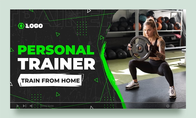 Vettore gratuito miniatura di youtube del personal trainer dinamico